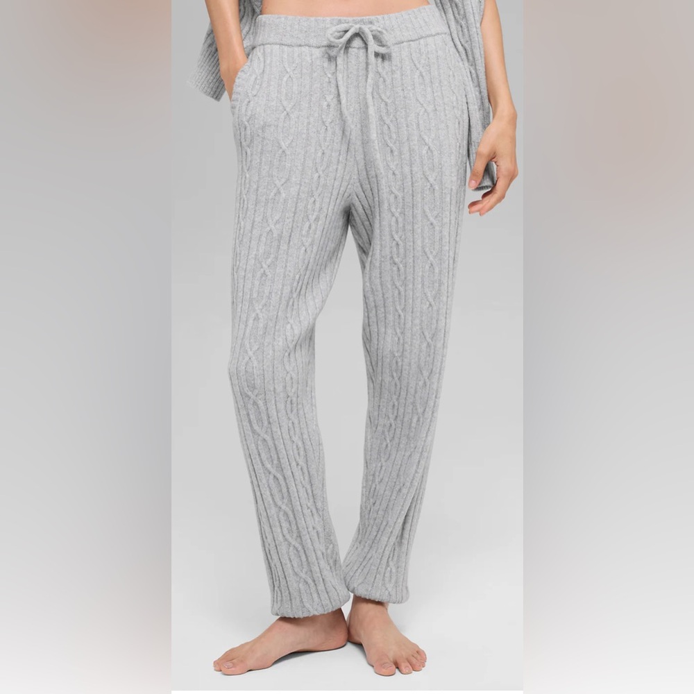 ALO Cable Knit Winter Bliss Pant, Gray, Size L
